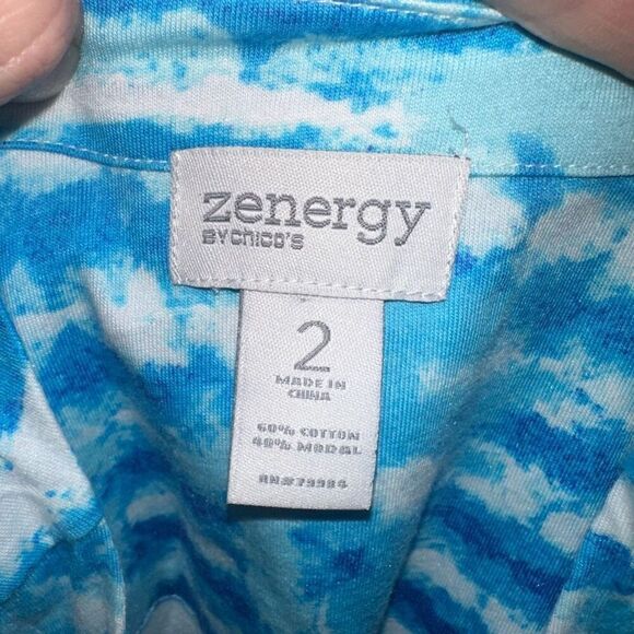 Chico’s sequined blue striped Mermaidcore knit 2/L top - Picture 3 of 3